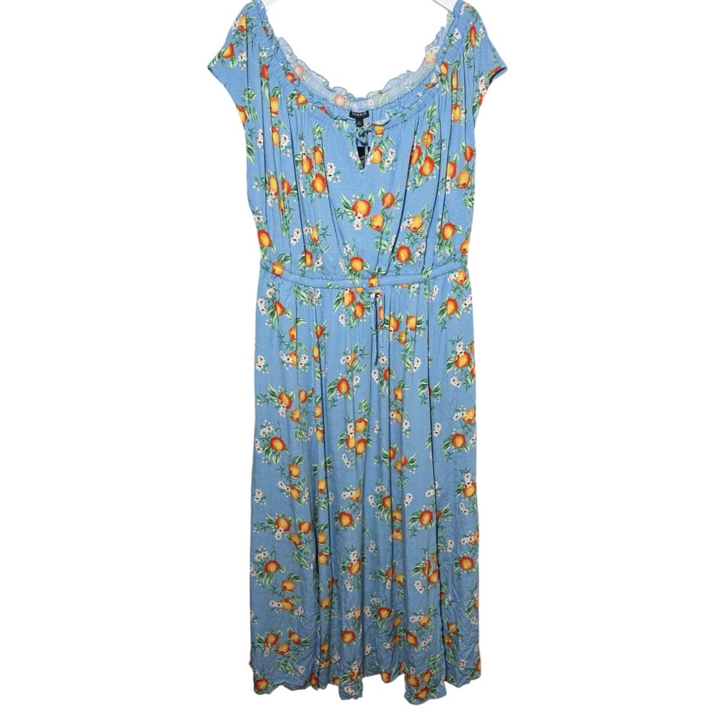 Torrid Maxi Textured Woven Double Slit Dress Orange Groves Blue NWT Size 2 18/20 - Picture 3 of 6
